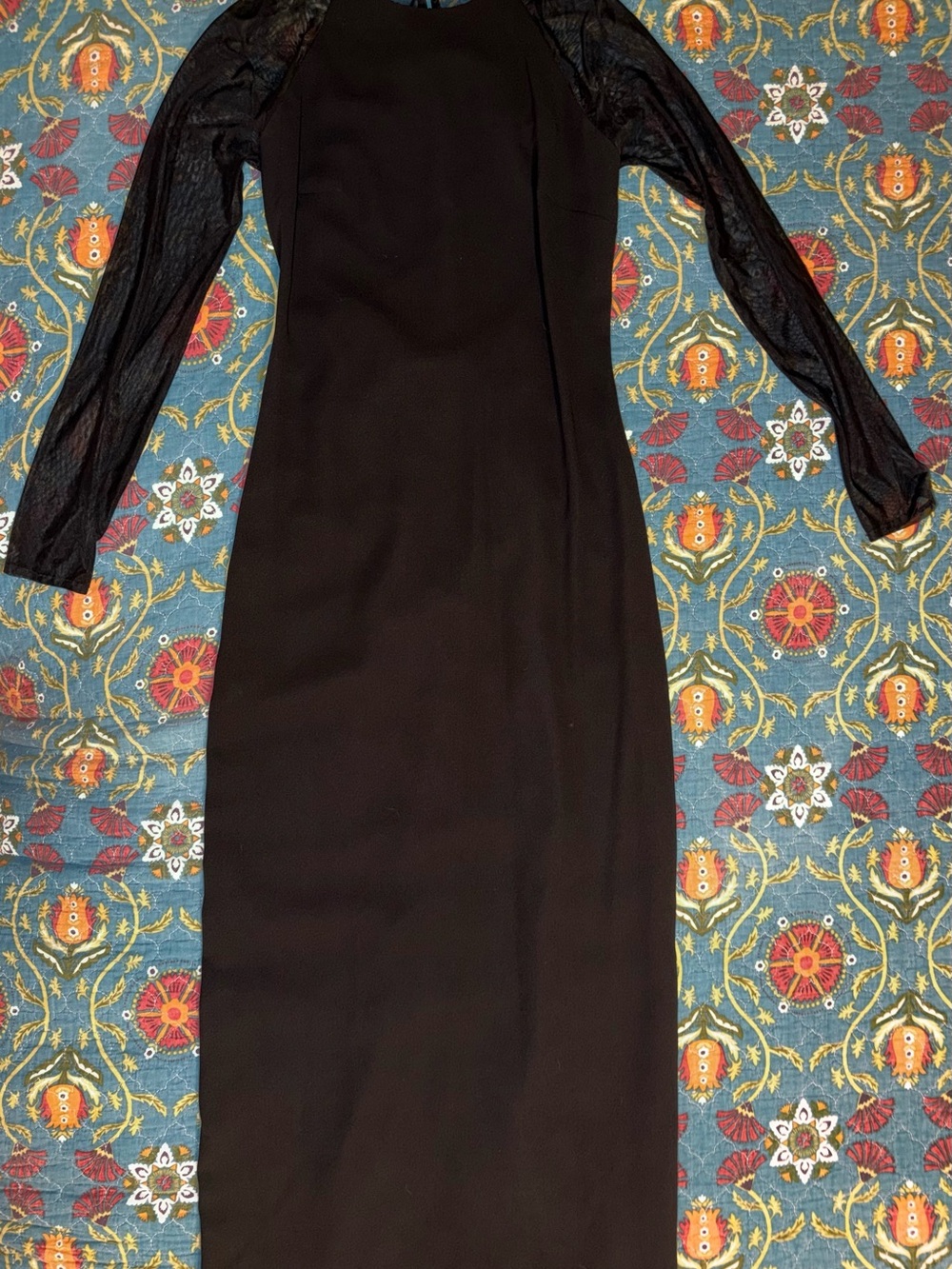 Vintage 90s Ann Taylor Elegant Black Long-Sleeve Maxi Dress